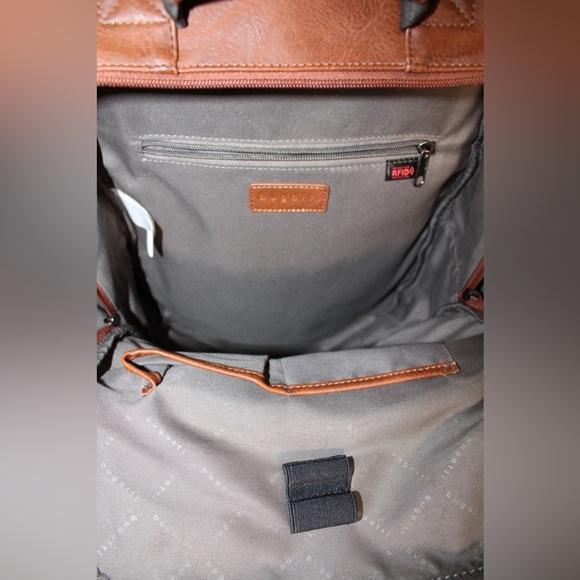 Bugatti Valentino Brown Cognac Vegan Leather Laptop Travel Backpack - Picture 10 of 15